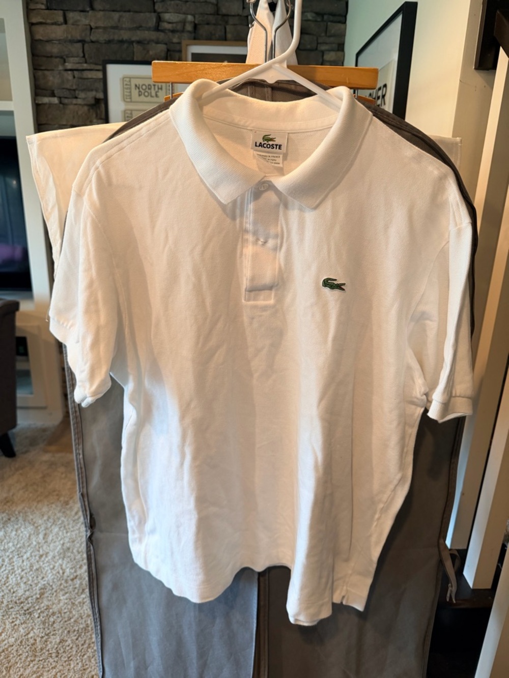 Lacoste White Polo with Green Embroidered Crocodile